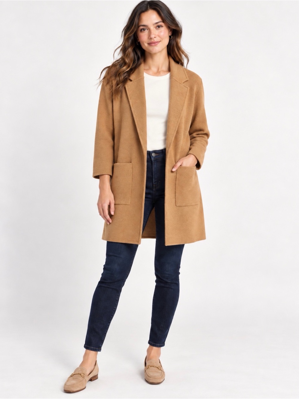 J.Crew Sophie Camel Merino Wool Blend Sweater Blazer Size M